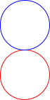 Outlines of a blue and red circle stacked on top of each other.