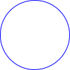 An outline of a blue circle.