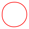A white circle outlined by a thin red line.  The circle has a radius of 20.