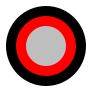 A "bullseye" of sorts, gray in the center, then red, then black.