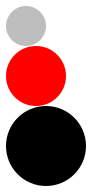 A stack of three circles in increasing size: gray, then red, then black.  The left edges of the circles are aligned.