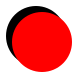 A red circle and the impression of a black circle.  The black circle is represented by a small arc to the top-left of the red circle.